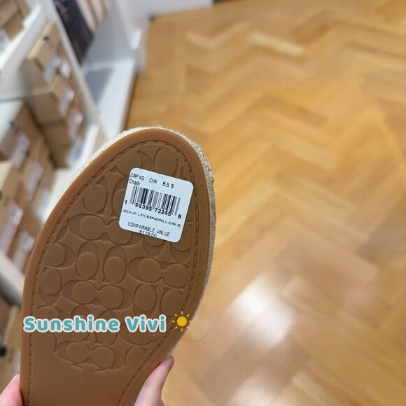 NEW Coach Leather Loafer Espadrille Shoes Women's CAP49 Chalk US 5.5 - Picture 4 of 10